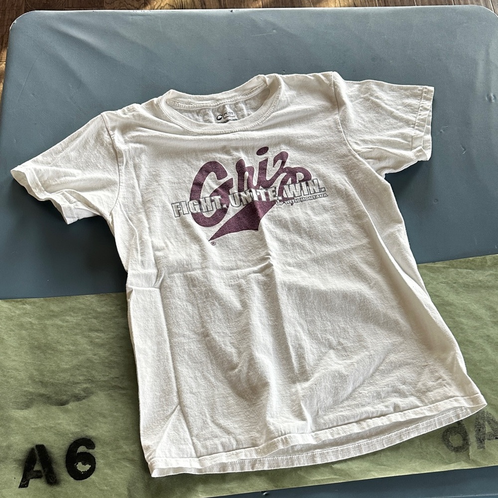 Port and Company White Tee with Purple Graphic